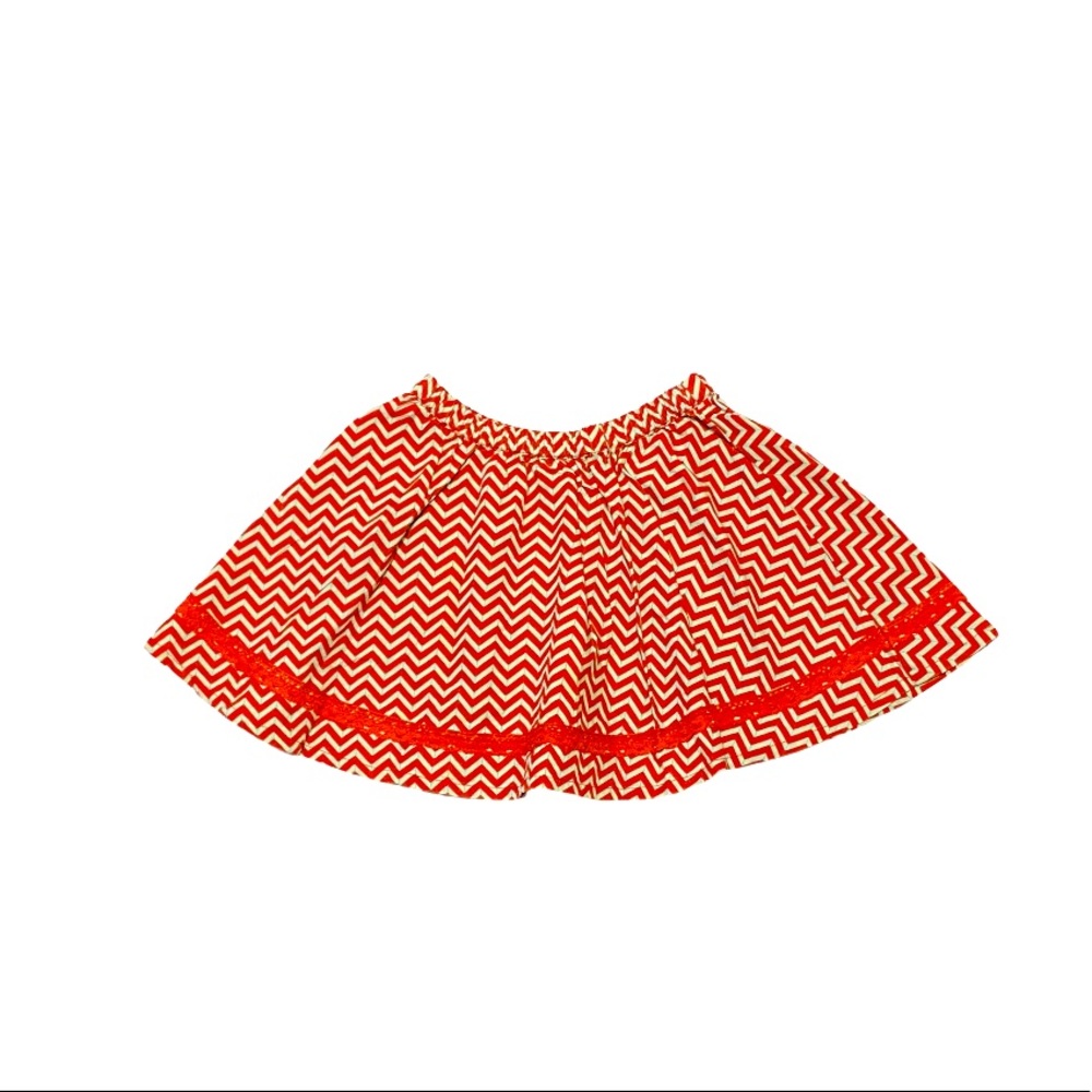 Mustard Pie burnt orange and tan chevron twirl skirt